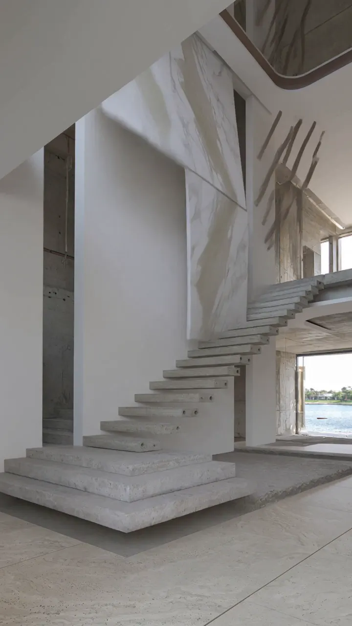 Cantilevered from a single wall.